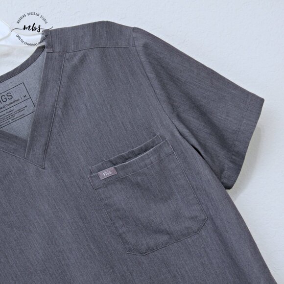 Figs Leon Three-Pocket Scrub Top Style FM1500 Gray Men M - Picture 5 of 11